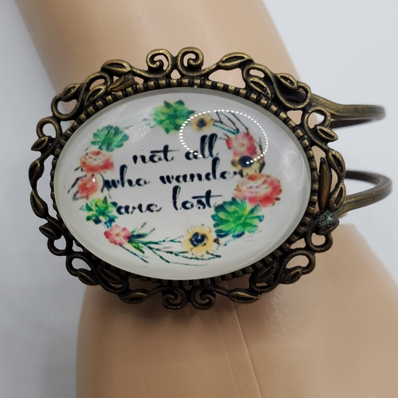 Not all who wander are lost clamper bracelet bronze floral - Picture 6 of 6